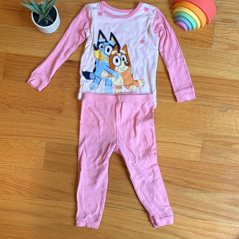 4/$21 2T Bluey Kids Pink Pajamas with Cartoon Print
